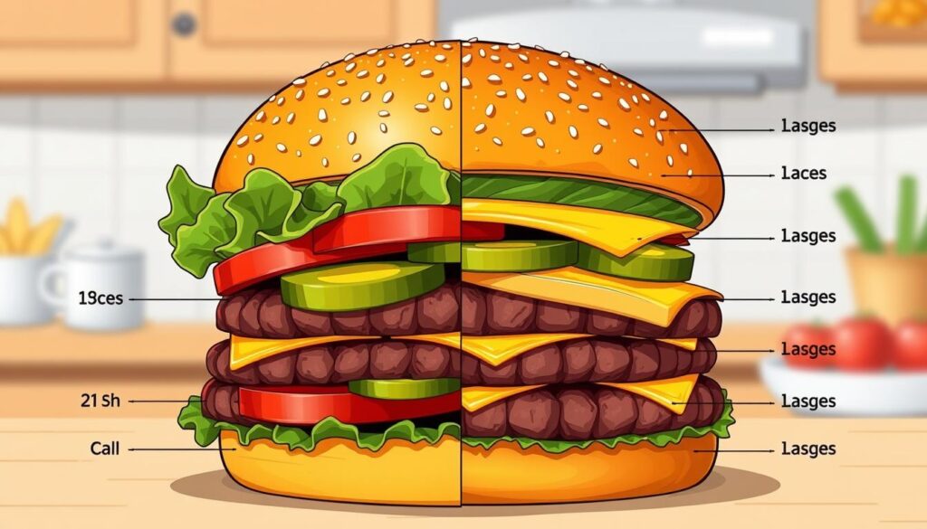 Kalorie w składnikach cheeseburgera