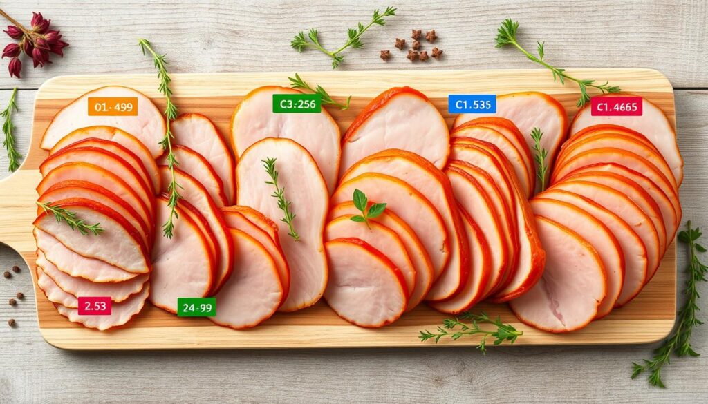 Porównanie kalorii w różnych rodzajach szynki Porównanie kalorii w różnych rodzajach szynki